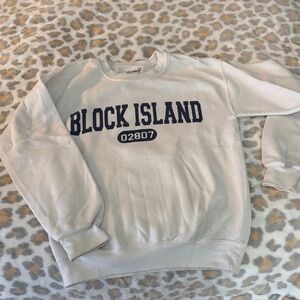 Gildan White Sweatshirt with Navy Lettering